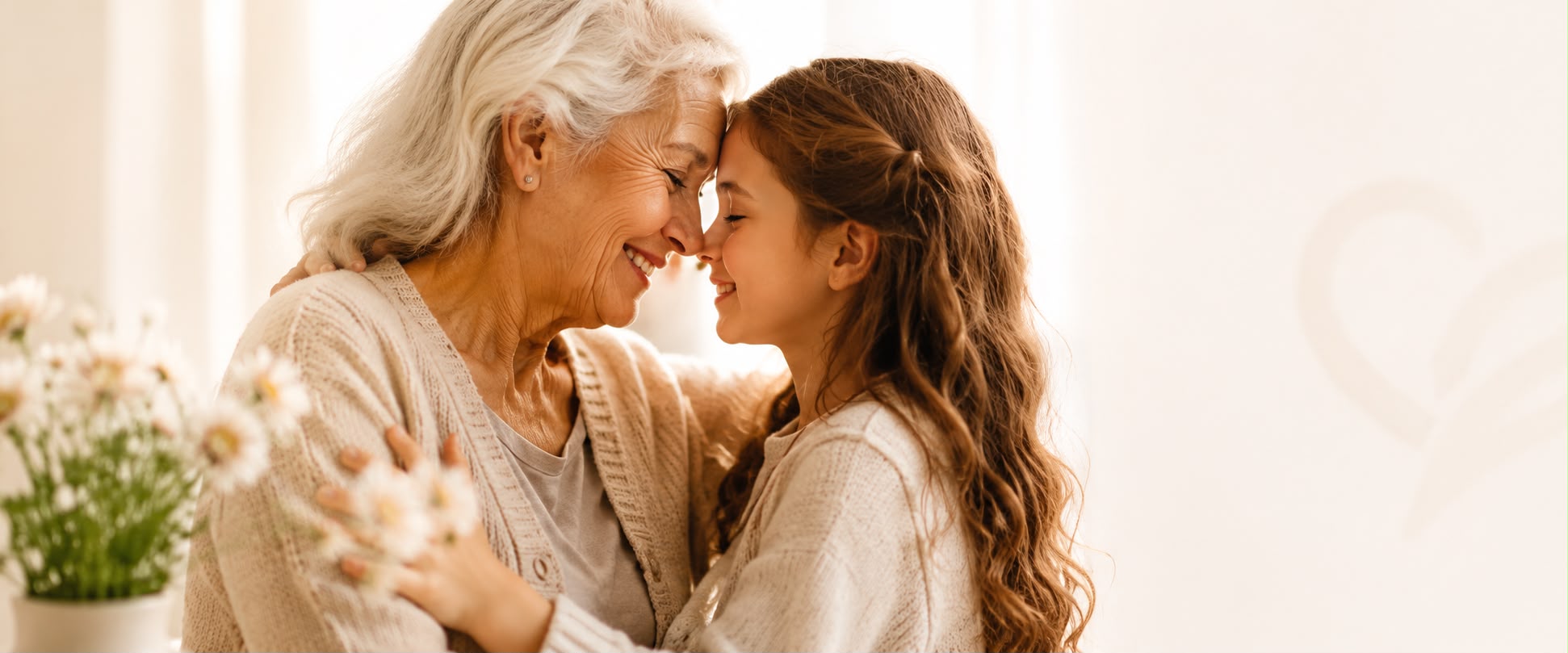 Grandmother and granddaughter sharing a tender moment