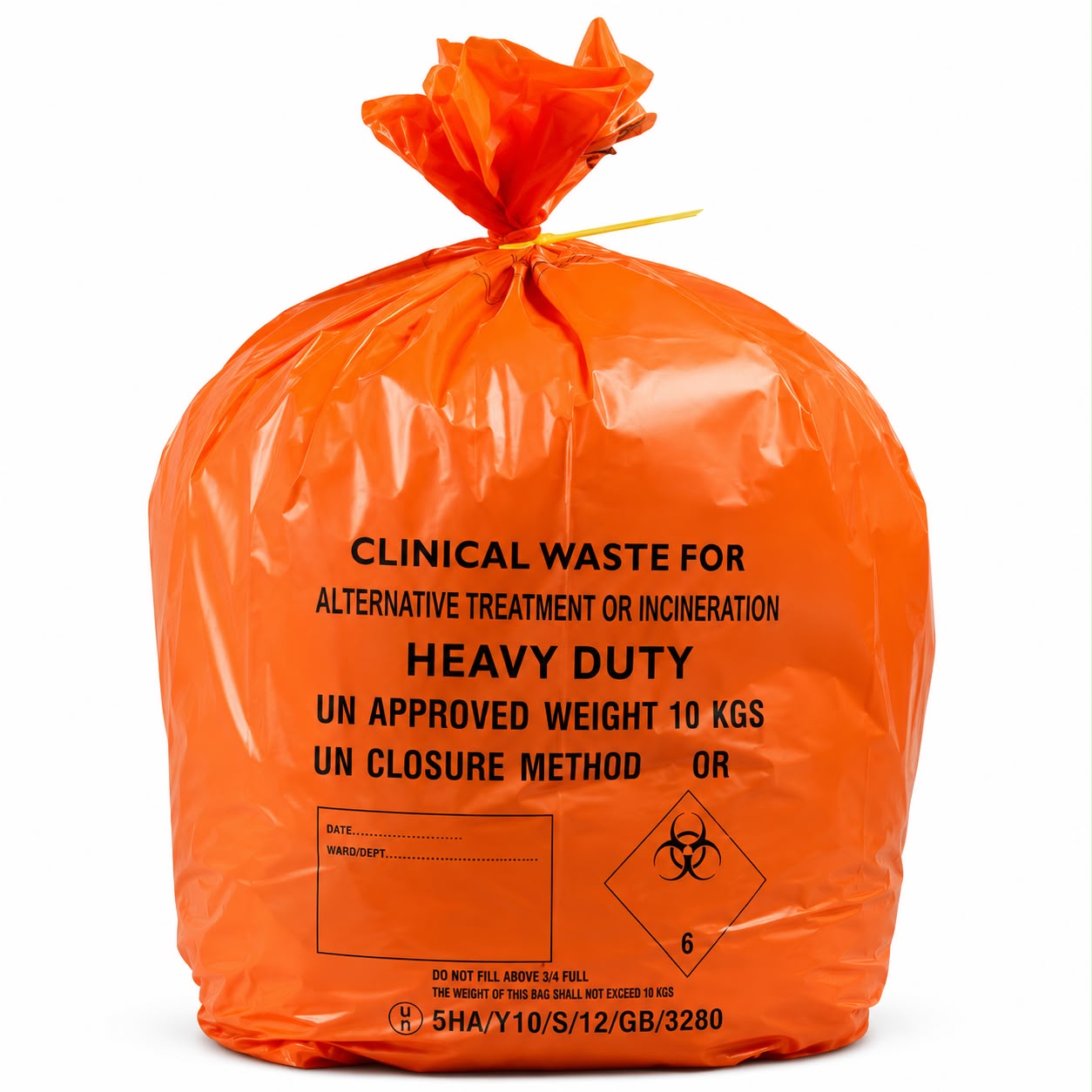 Orange Heavy Duty Clinical Waste Sacks